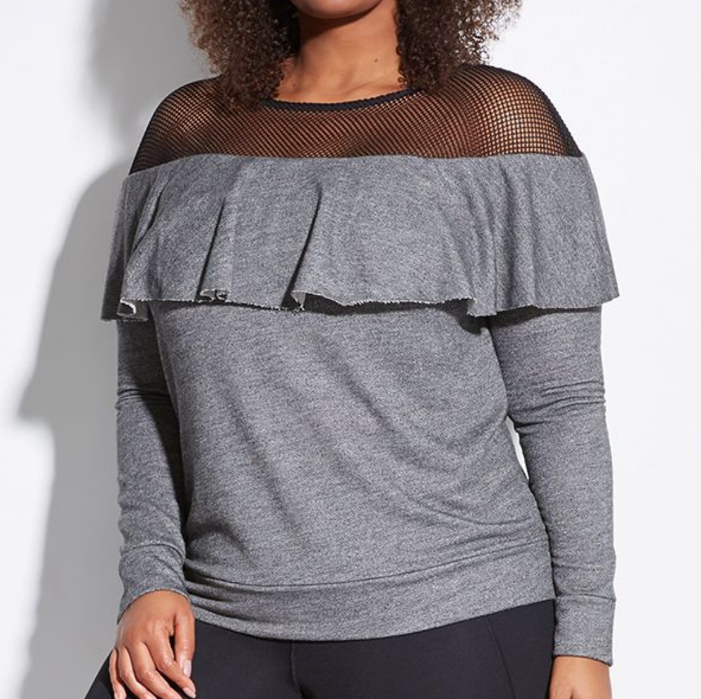 NWOT Lane Bryant active ruffle top w mesh - 22/24